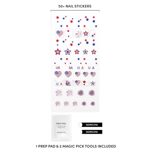 Dashing Diva Magic Pick Nail Stickers - Firework City - Premium Nail Art - Comes with 50+ Stickers and 2 Precision Placement Tools