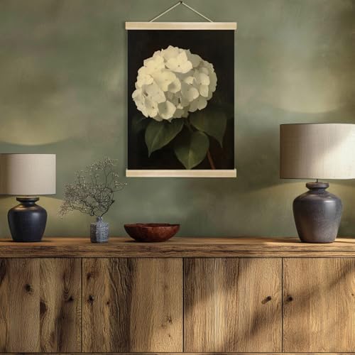 You found a duck Vintage White Hydrangea Poster Wall Art Decor,Retro Hydrangea Wall Art,Flowers Linen Hanging Poster for Bedroom Living Room Office, Farmhouse18.5X14inch (HD012) - color: HD012