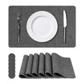 NCUE Vinyl Placemats Set of 6, 17"x12" Wipeable Place Mats with Coasters - color: Black, size: Set of 6