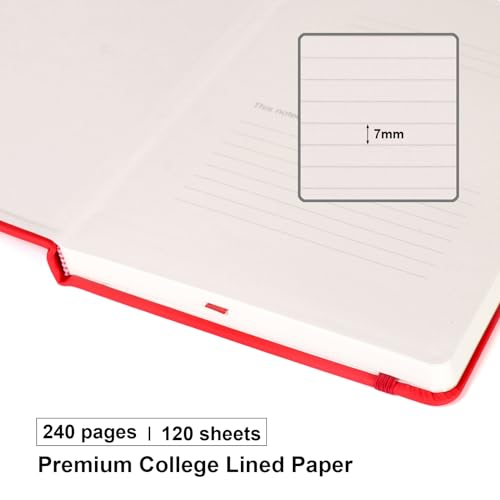 Comix Lined Journal Notebook for Women Men, Journaling Notebooks for Office School Home, 240 Pages, 5.5" x 8.3", College Ruled, A5, Hardcover, Red - color: Red, size: 1 Pack