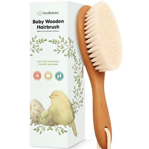 Wooden Baby Hair Brush for Toddler, Infant Cradle Cap (Golden Oak, Regular) - color: Golden Oak, size: Oval, Regular 7"