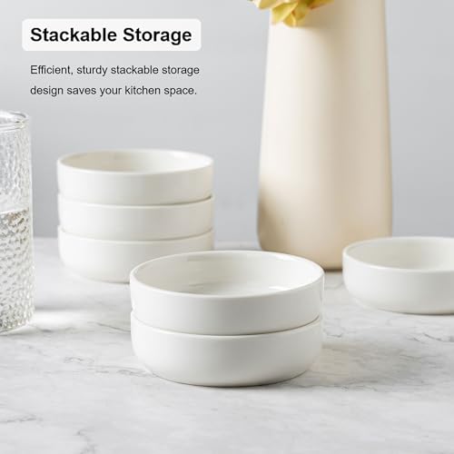 Dipping Bowls Set of 4, 2462°F High-Fired Ceramic Small Bowls for Dips, Olive Oil & Sauce, Elevates Table Setting, Idea for BBQ,Afternoon Tea,Entertaining,Housewarming & Holiday Gifts, White - color: White