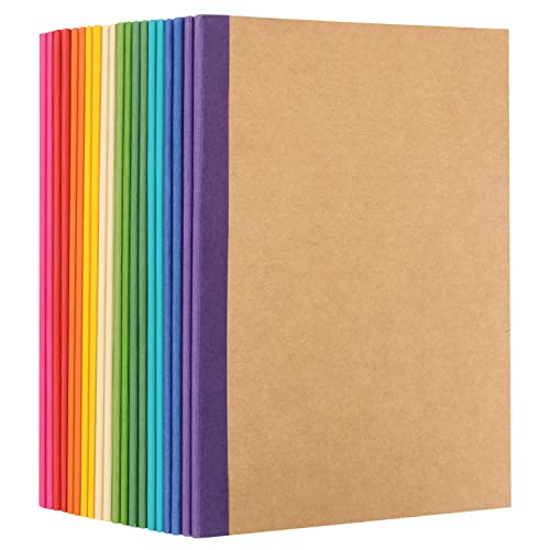EOOUT 20 Pack A5 Kraft Notebooks, Lined Journal Bulk with Rainbow Spine, 10 Colors, 60 Pages Soft Cover Composition Notebooks for Women Girls Kids, School Office Supplies - color: Rainbow, style: Lined-20pack