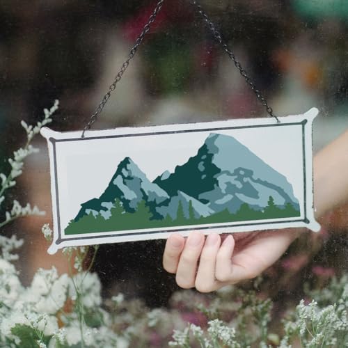 MAYJOYDIY 2pcs Layered Mountain Stencil Paint Brush Included 11.7×8.3inch - color: Layered Mountain