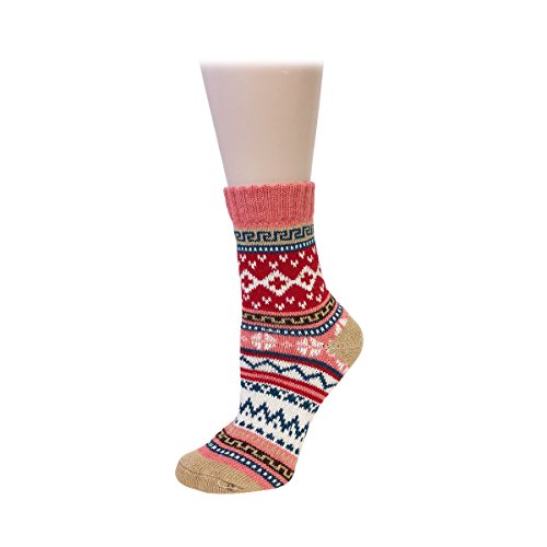 Bowbear Women’s 5-Pair Vintage Pattern Wool Socks - color: Swedish, size: 9-11