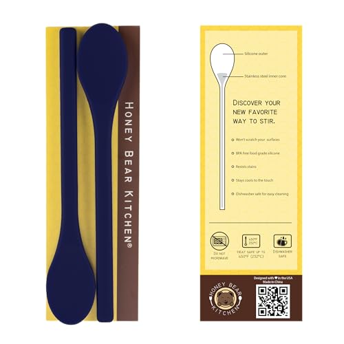 Honey Bear Kitchen Silicone Coffee Tea Drink Stirrer, Set of 2 (Midnight Indigo) - color: Midnight Indigo