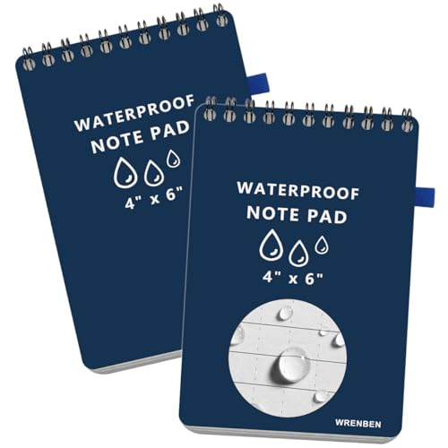 Waterproof Top Spiral Notepads 4" x 6", Universal Grid, Blue ﻿ - color: Blue, size: Medium