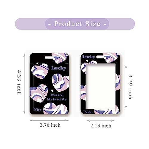 2 Pcs Kpop Photocard Holder Heart Style PC Holder ID Badge Holder with Keychain Hard Shell Protective Photo Sleeves (Black and White)