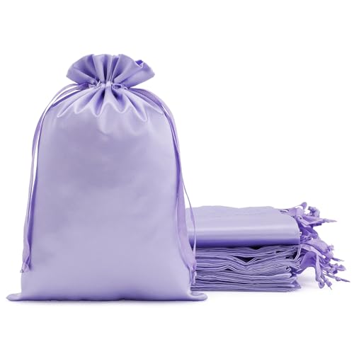 30Pcs Satin Gift Bags, 6x9 Purple Cloth Drawstring Pouch - color: Purple, size: 6×9 in