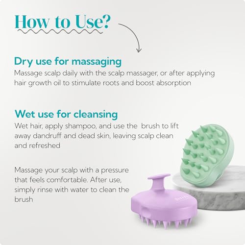 HEETA 2-Pack Large Scalp Massager Scrubber Shampoo Brush for Hair Growth - color: New Purple & Green