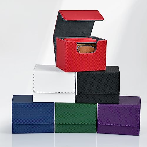 ZLCA MTG Deck Box Holds 120+ Single Sleeved Cards Commander Deck Box - color: A1-Black& Blue, size: A-Horizontal