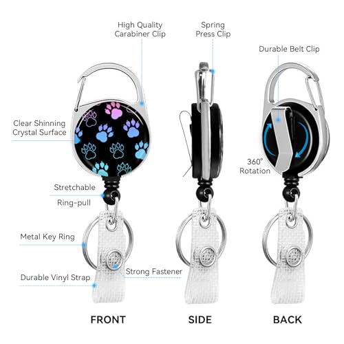 2 Pack Dog Paw ID Badge Holder with Clip Badge Reels - color: 2 Pack-dog Paw