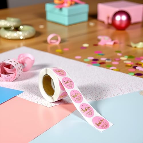 500pcs Pink Thank You Sticker Envelope Seal Scrapbook Sticker Heart Cute Round Stationery Label Stickers Labels, Indexes and Stamps