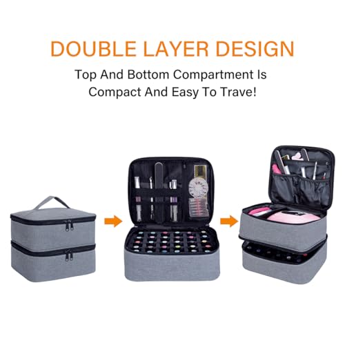 Nail Polish Organizer Holds 30 Bottles (15 ml/0.5 floz),Gray - color: Gray