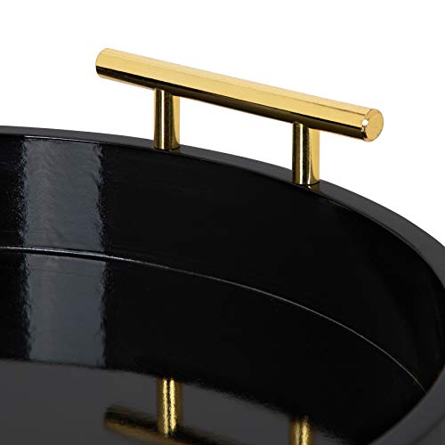 Kate and Laurel Lipton Modern Round Tray, 15.5" Diameter, Black and Gold, Decorative Accent Tray for Storage and Display - color: Black, size: 15.5"