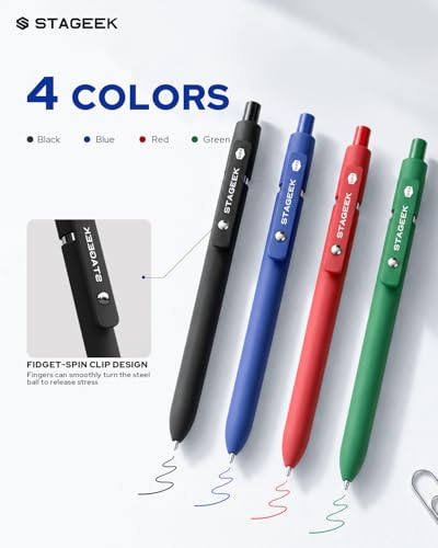 STAGEEK GX3 Colorful & Multi Colored Gel Pens, 8 Pcs with 4 Refills - color: Black Green Blue Red