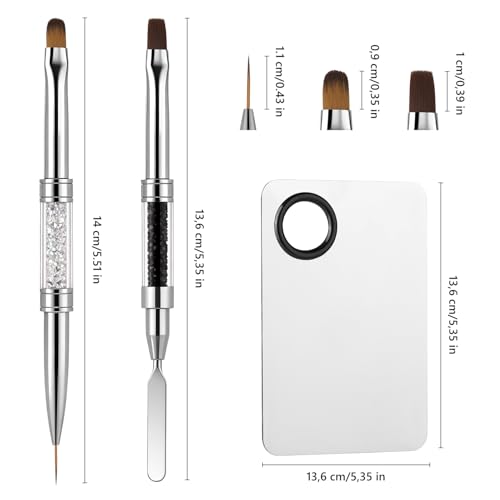 Double Ended Nail Builder Gel Brush and Palette,French Gel Brush