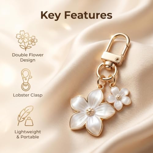 9Pcs Daisy Flower Keychains Gold Alloy Lobster Clasp Bag Charms for Handbags Backpacks Car Keys Women Accessories Set - color: 9-white