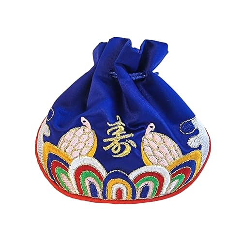 Seoulful Vintage Korean Turtle Blessing Pouch - Traditional Bokjumeoni Lucky Bag with Longevity & Fortune Symbols Embroidered - New Year & Chuseok Gifts (Blue) - color: Blue