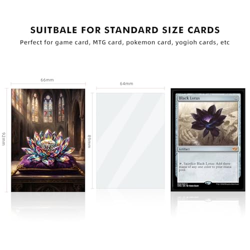 Katomula 100 MTG Card Sleeves with 100 Inner Sleeve, Textured Back Art Sleeves, Fit Standard Size Cards- Jeweled Lotus - color: Jeweled Lotus