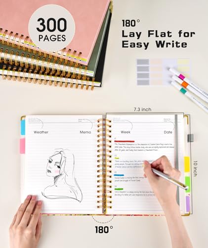 Hardcover Spiral Notebook journal with Removable Dividers Tabs, 300 Pages 5 Subject Notebook College Ruled, 100GMS Notebooks for Work School Note taking,Lined Journal for Women,Colorful Tree of Life - color: Colorful Tree of Life, size: 8"x10"