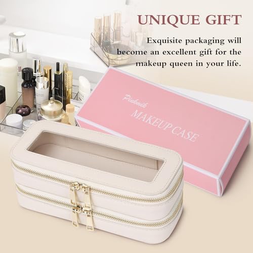 Pinkmik Double Layer Makeup Bag, Beige, Double SLIM - color: B3/Beige, size: 2-Layer SLIM