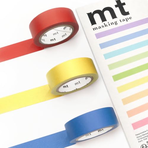 MT Washi Masking Tape - Kamoi Paper Washi Adhesive Tape - 15mm * 7m - Primary Pack - Red, Yellow, Blue - Set of 3