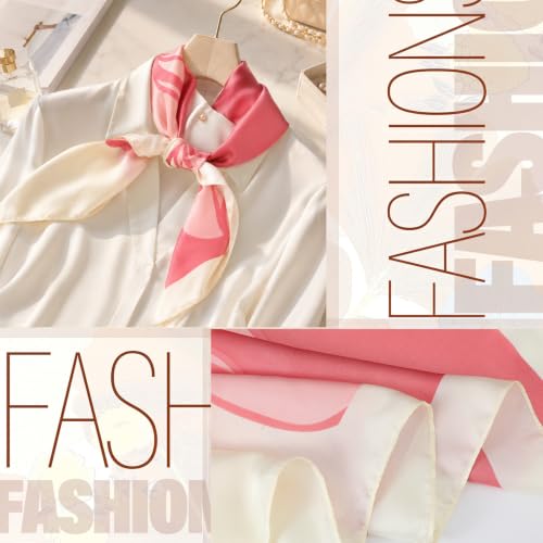 Ymapinc Colorful Western Horse Neck Scarf for Women, Square Silk Wrap, Horse Printed Bandanas Soft Head Scarf for Women - color: Pink Peach Blossoms