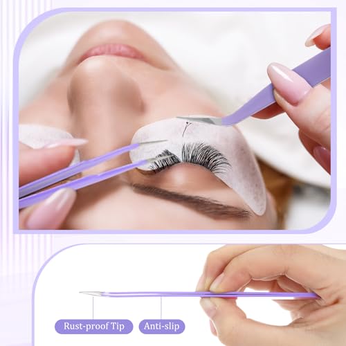 Honoson 9 Pcs Curved Pointed Craft Tweezers Precision Tweezer,Purple - color: Purple