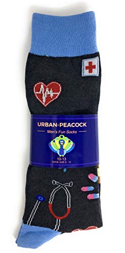 Urban Peacock Men's Novelty Fun Dress Socks Multiple Patterns/Multi-pair Options! - color: Doctor Nurse Medicine - Charcoal Grey