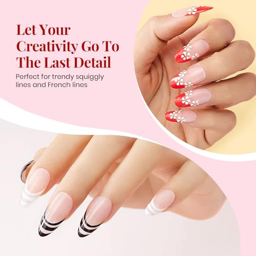 beetles Gel Polish Nail Art Gel Liner Set-6 Popular Black White Red Colors - color: B - Multicolor-6