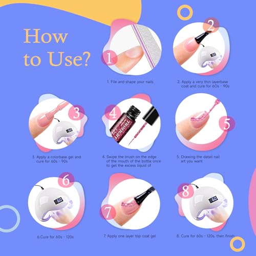 TWOEIGHT Reflective Glitter Nail Art Gel Liner Flash Diamond Painted Polish 12 Colors 8ml Sparkle Silver RED Pink Green Yellow Pigment UV LED Soak off Curing Requires for Design - color: 12pcs Reflective Glitter Set