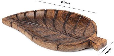 Wooden Tray for Ottoman Serving Tea Coffee Trays Cups-Dining Table Decor Accessories Vanity Home Organizer Serving Tray Decor Kitchen Counter-tops Living Room Ideal Gift For Loved Ones Brown - style: Leaf