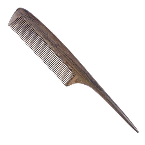 Breezelike Fine Tooth Hair Comb for Women, Wooden Teasing Tail Comb - color: Chacate Preto Wood