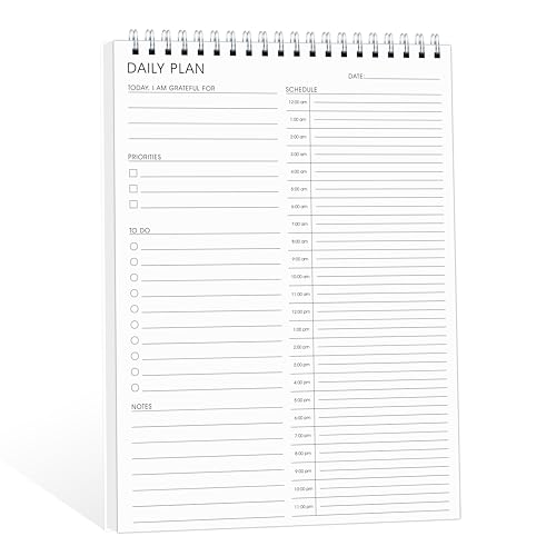 Undated 24 Hour Daily Planner with To Do List for Work & Personal Life - color: White-Hourly-R
