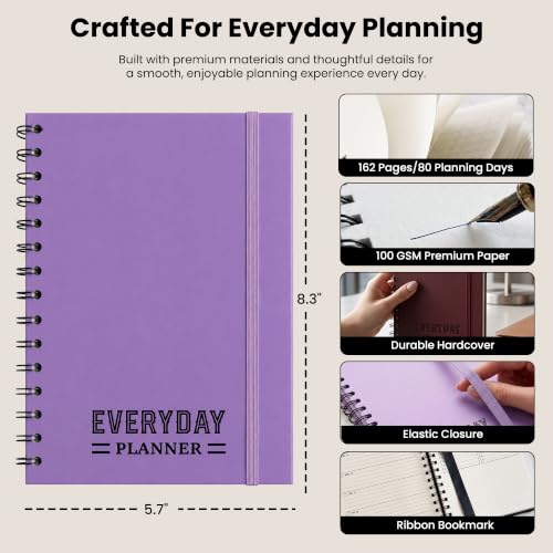 Nextnoid A5 Undated Daily Planner with Hourly Schedule, Hardcover, Beige - color: c-Beige, style: d-Daily Undated