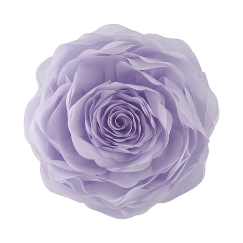 JWH 3D Flower Throw Pillow Covers Aesthetic Decorative Stereo Floral Accent Pillow Cases Round Cushion Rose Pillowcase for Bedroom Bed Couch Chair Car 12 Inch Light Purple - color: Purple, size: 12" x 12" (Pack of 1)