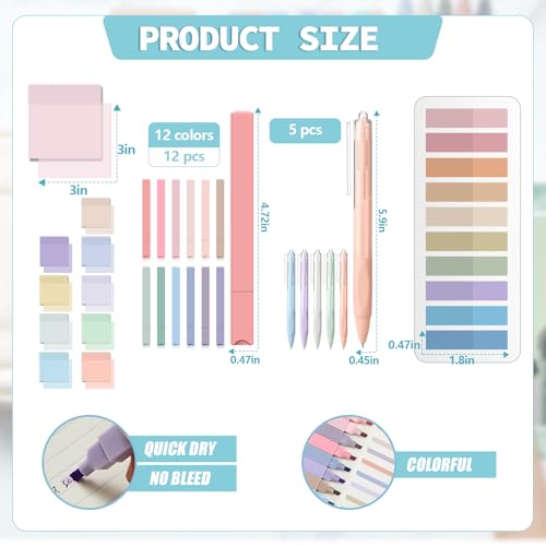 Jutom 39 Pcs Aesthetic Book Annotation Kit,Black,Classic Style - color: Black, style: Classic Style