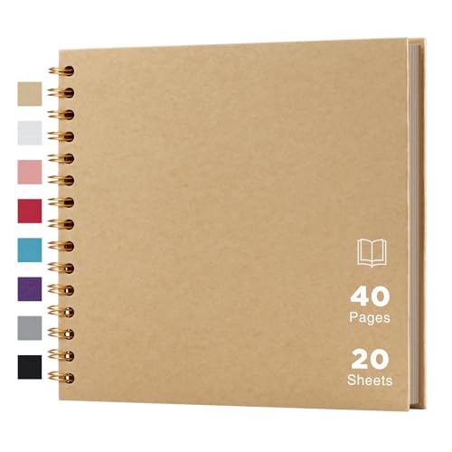 potricher 8 x 8 Inch DIY Scrapbook Album 40 Pages with Kraft Paper, Yellow - color: Yellow, size: 8 Inch 40 Pages