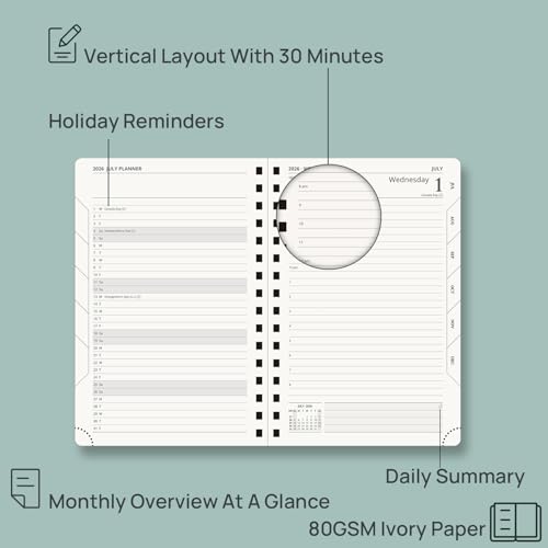 POPRUN 2026-2027 Daily Planner One Page Per Day, 5.75" x 8.5", Day Planner - color: Orange, size: Medium - 5.75" x 8.5", style: Academic Year 2026-2027