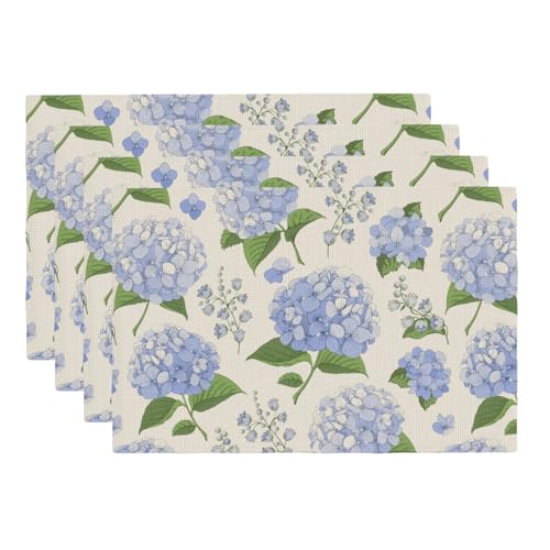 Hydrangea Floral Placemats Set of 4 Wildflowers Spring Table Mats