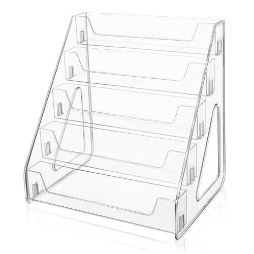 tutata Trading Card Display Stand, PSA Card Display Acrylic Shelf, Vertical Holder for Baseball Cards, Easy Clip-On Design 5-Tier