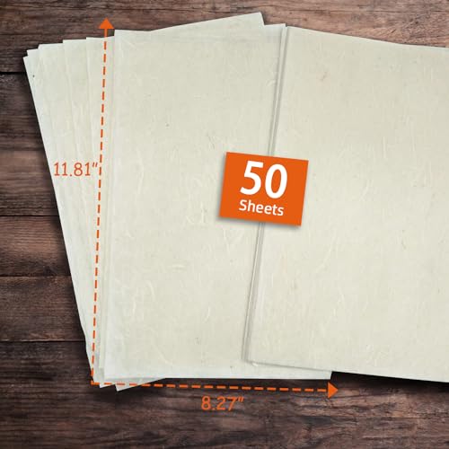 Mulberry Paper Sheets Washi Rice Paper for Decoupage: 50 Sheets for Decoupage Printing Art Crafts DIY