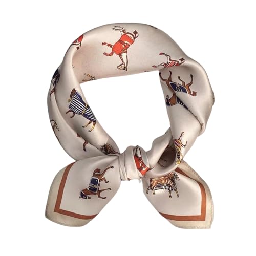 100% Mulberry Silk Neck Scarf for Women Square Neckerchief – 21 inch - color: Khaki