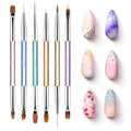 Beetles Gel Nail Art Brushes, 6 Pcs Double-Ended Fingernail Art Design Pens - color: B-Multicolor-6