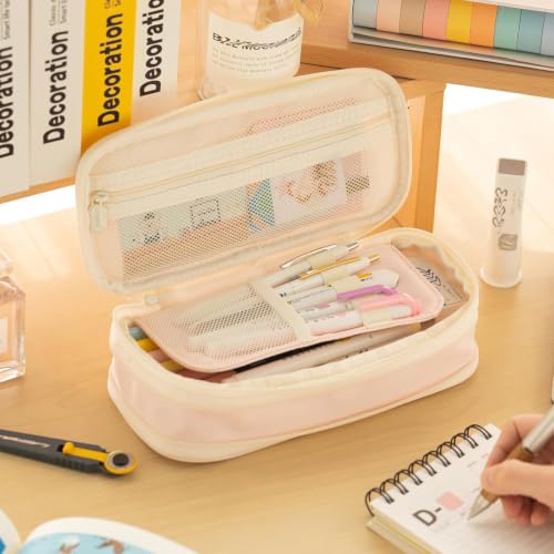 EASTHILL Big Capacity Pencil Case Large Pencil Pouch Stationery Pen Bag for Teen Girls-Pink - color: Pink