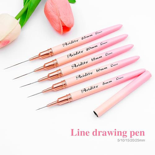 5Pcs Nail Art Brushes Kit, Gradient Pink - color: Gradient Pink