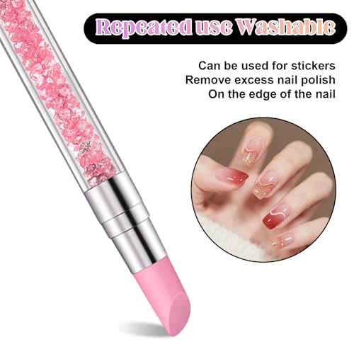 5 Pcs Nail Sculpting Tool, Dual Tipped Silicone Brush for Nails Silicone Nail Tools Nails Art Pen for Foil Carving Drawing Effects