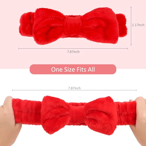 10 Pack Red Valentine Soft Spa Headbands Bulk for Women Girls - color: Red