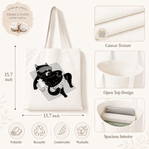 Funny Canvas Tote Bag, Reusable Shoulder Grocery Bag, Holiday Gift Bags for Friends, 13.7x15.7 inch - color: Style 11